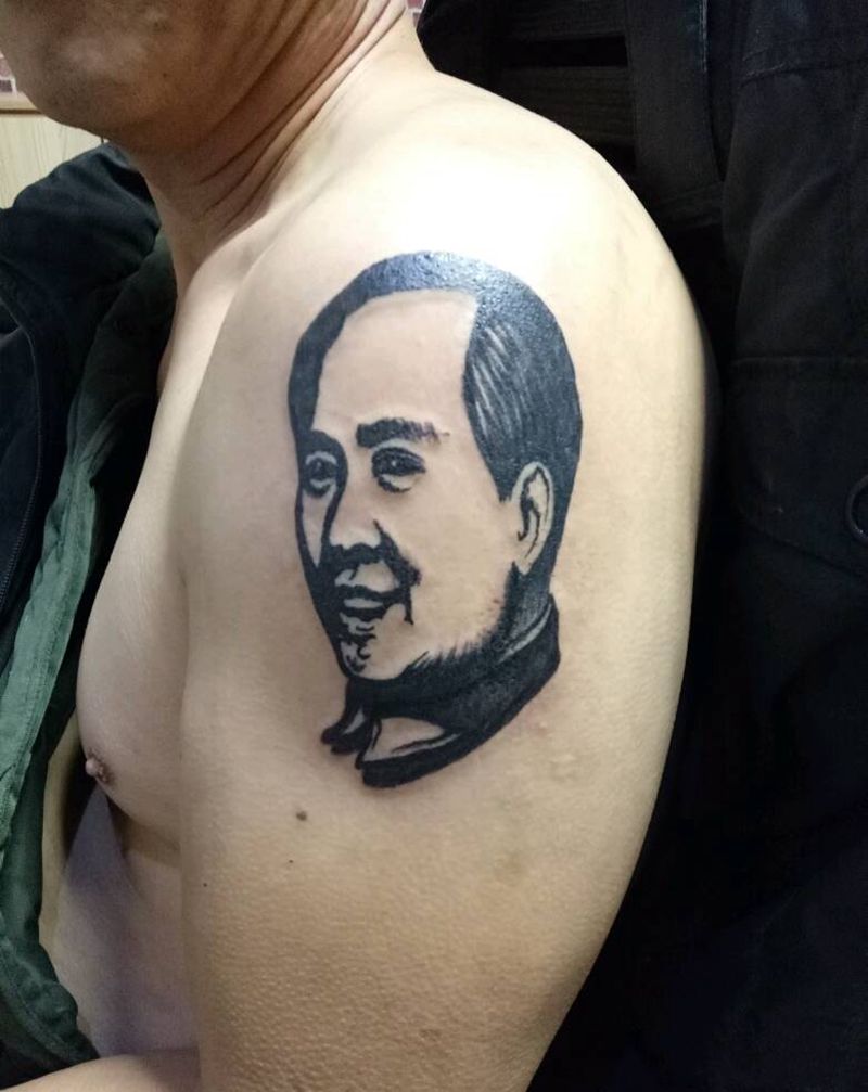 毛爷爷纹身图片_手臂肖像成品纹身图案