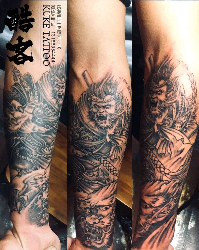 小臂猴子纹身图片