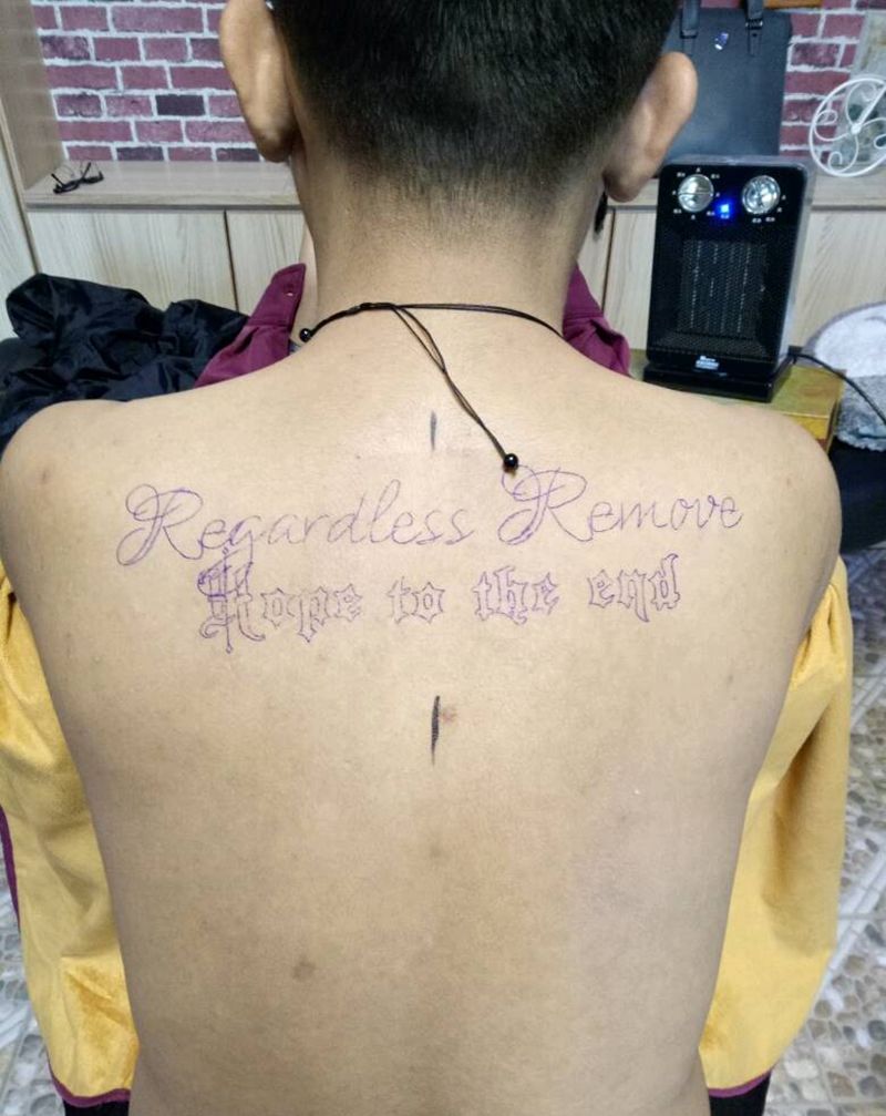 英文纹身图片_背部清新图腾成品纹身图案