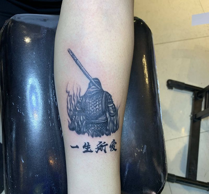 一生所爱纹身图片_手臂水墨纹身图案