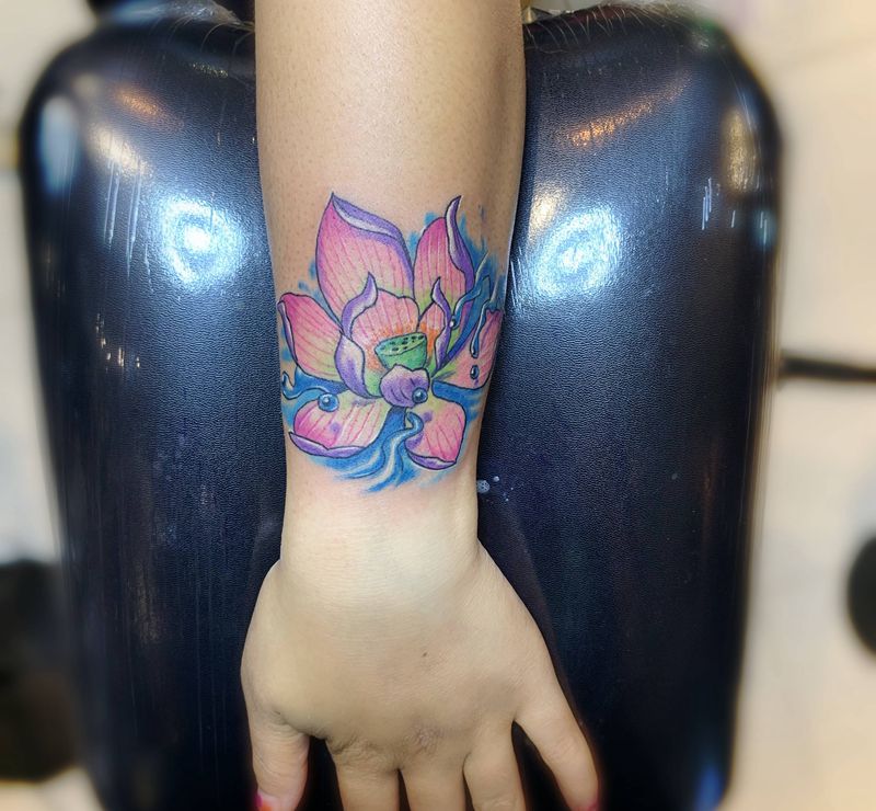 覆盖纹身图片_手臂水彩纹身图案