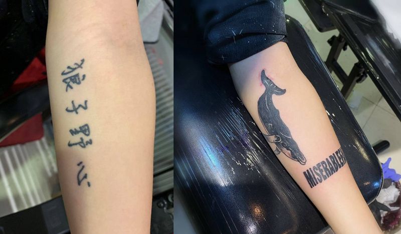 覆盖纹身图片_手臂老传统纹身图案