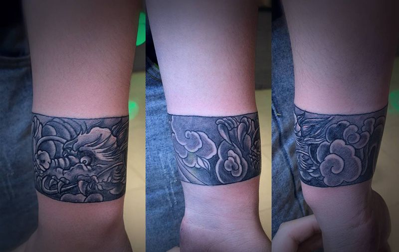 手环纹身图片_手臂新传统纹身图案