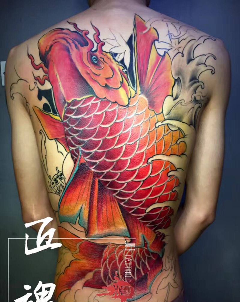 满背鲤鱼，纹身图片