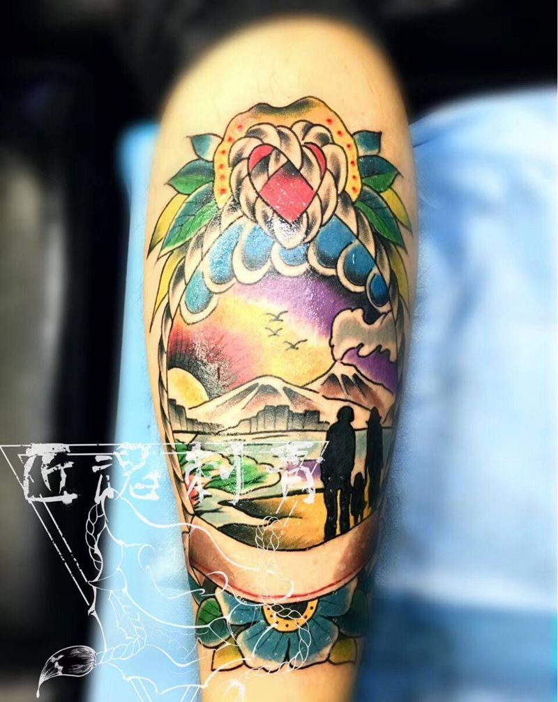 小腿后侧纹身图片