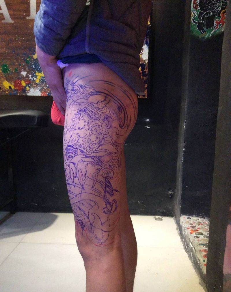 唐狮子纹身图片