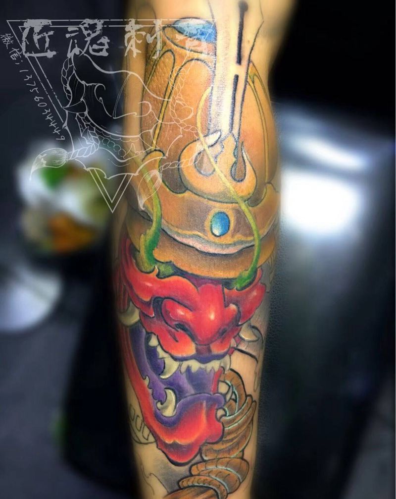 鬼武士纹身图片