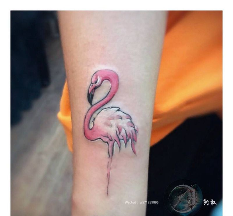 小清新 火烈鸟纹身图片