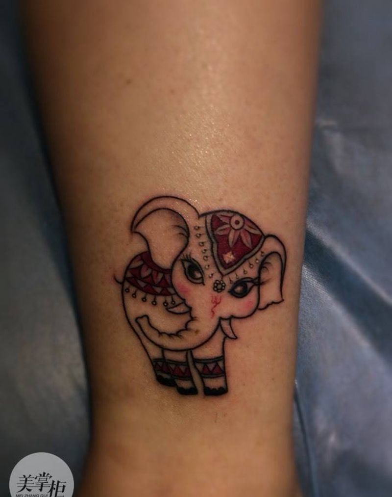清新小象纹身图片_清新纹身图案
