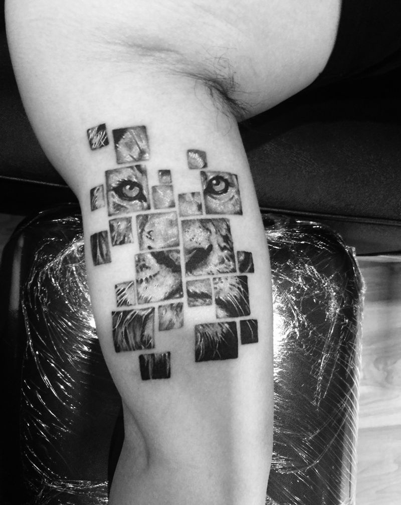 拼图纹身图片_成品手臂动物清新纹身图案