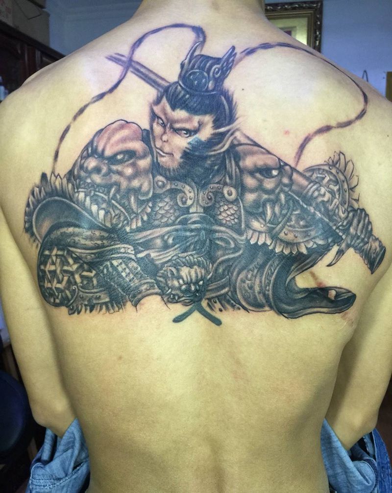 遮盖满背 孙悟空   未完成待续纹身图片