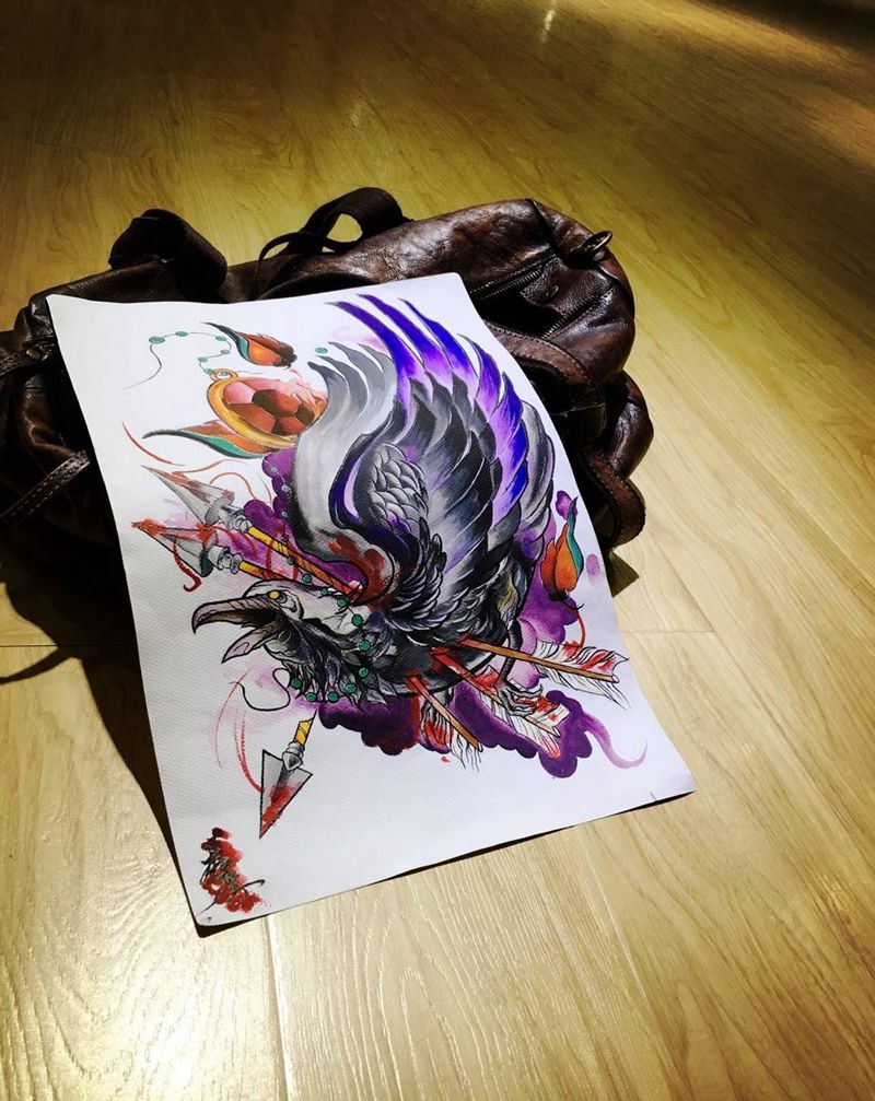 画个稿纹身图片_手稿欧美动物纹身图案