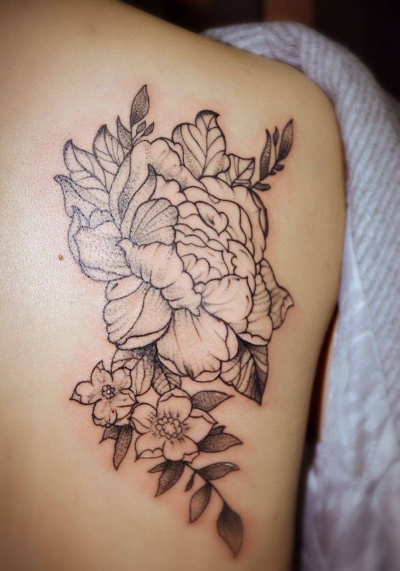 牡丹花纹身图片