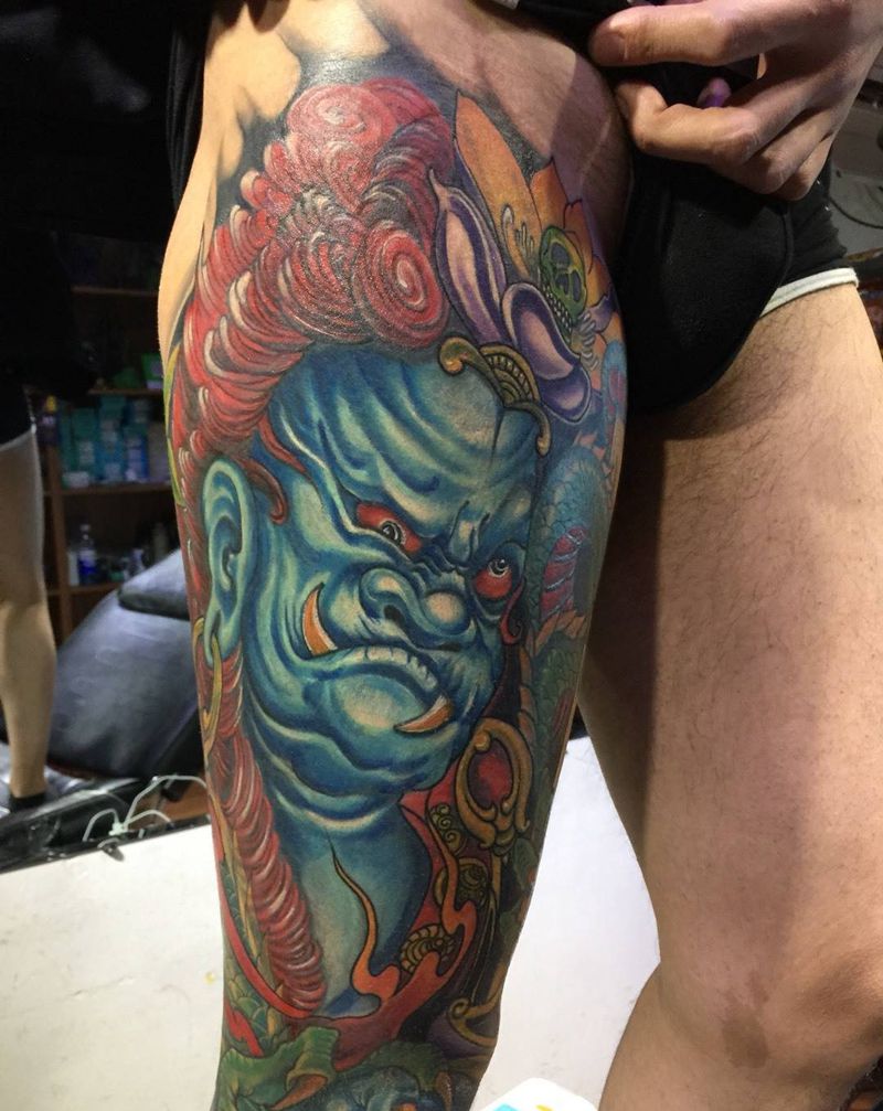 花腿修改遮盖前后对比纹身图片_遮盖腿部传统纹身图案