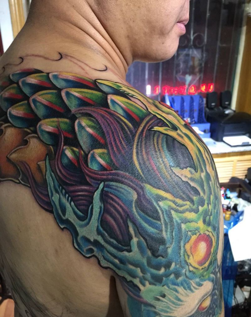 龙 未完成待续纹身图片_手臂背部原创纹身图案