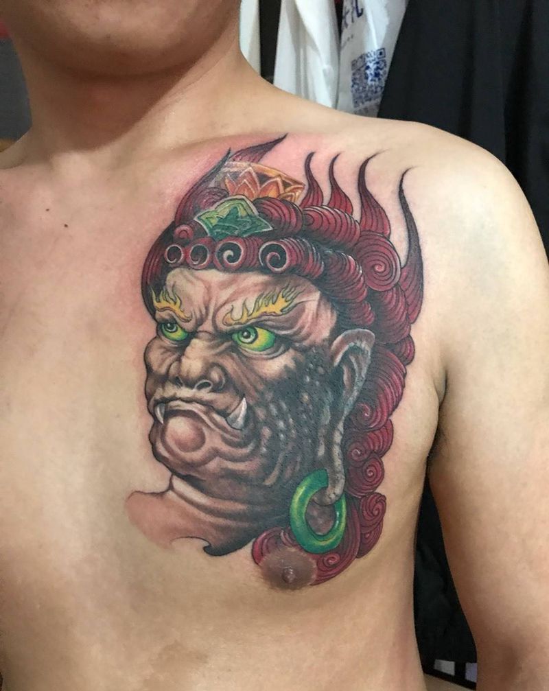 遮盖前后对比纹身图片_成品胸部人物原创纹身图案