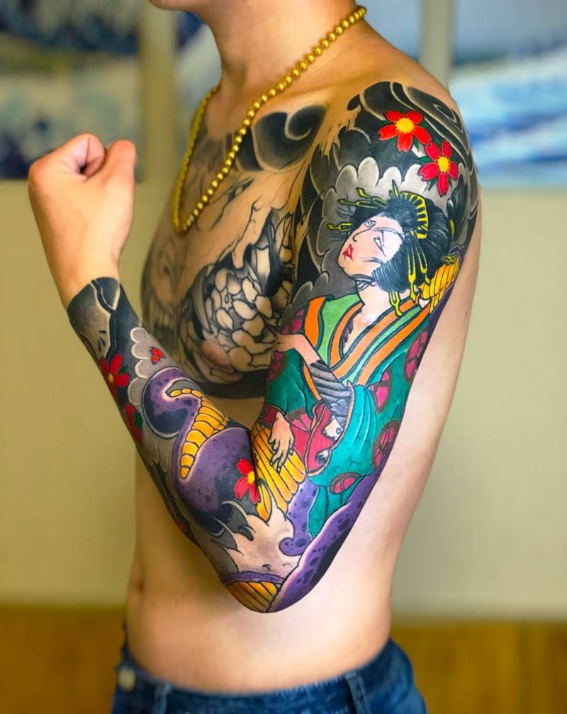 传统花臂纹身图片