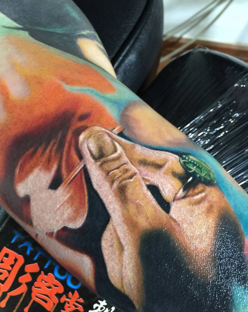 点蜡烛纹身图片_手臂欧美人物纹身图案