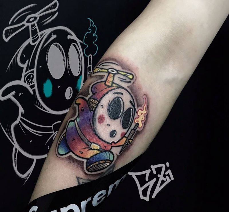 原创 害羞小子纹身图片_手臂腿部New SchoolOld School纹身图案