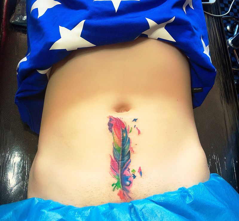 刨腹产遮盖纹身图片