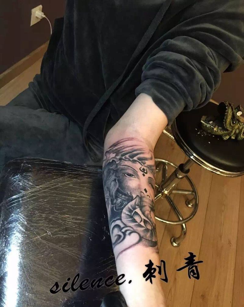 小象神纹身图片_手臂传统动物纹身图案