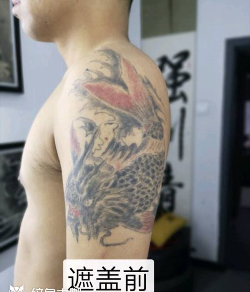 遮盖半甲纹身图片_新传统纹身图案