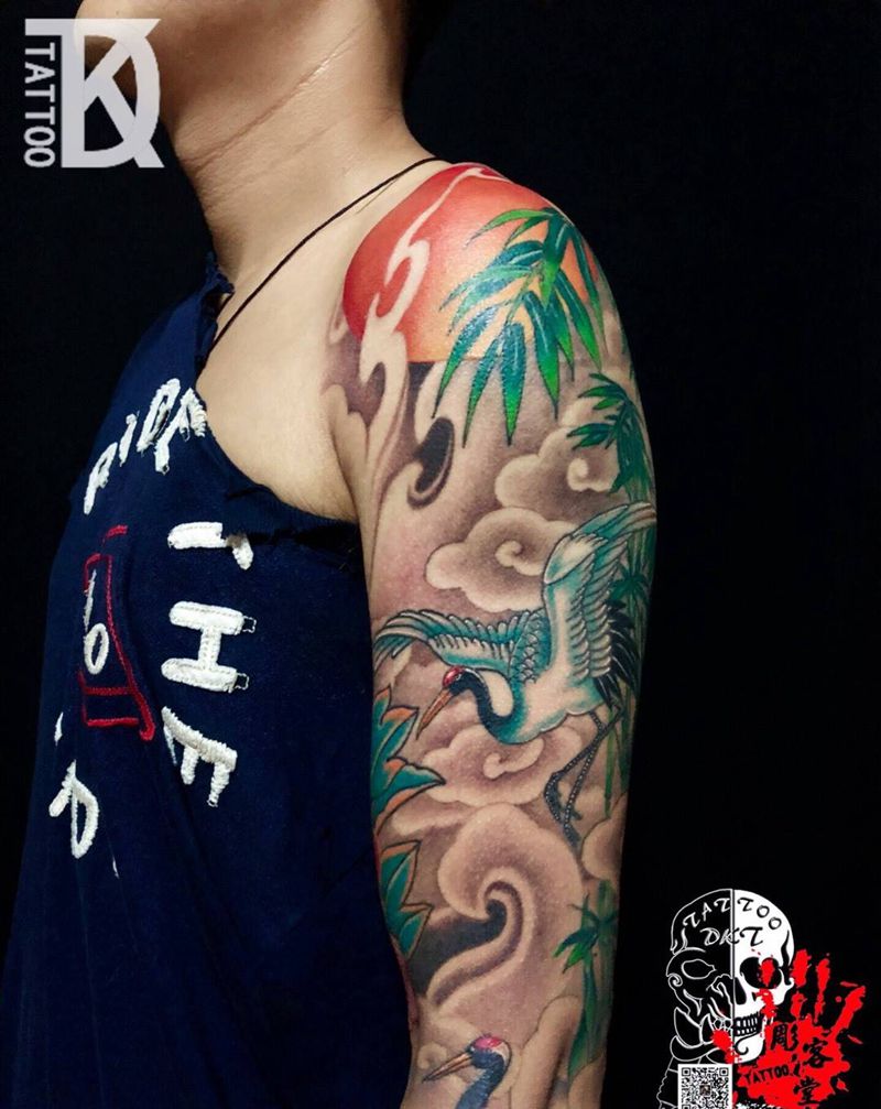 祝贺富贵纹身图片_手臂新传统纹身图案