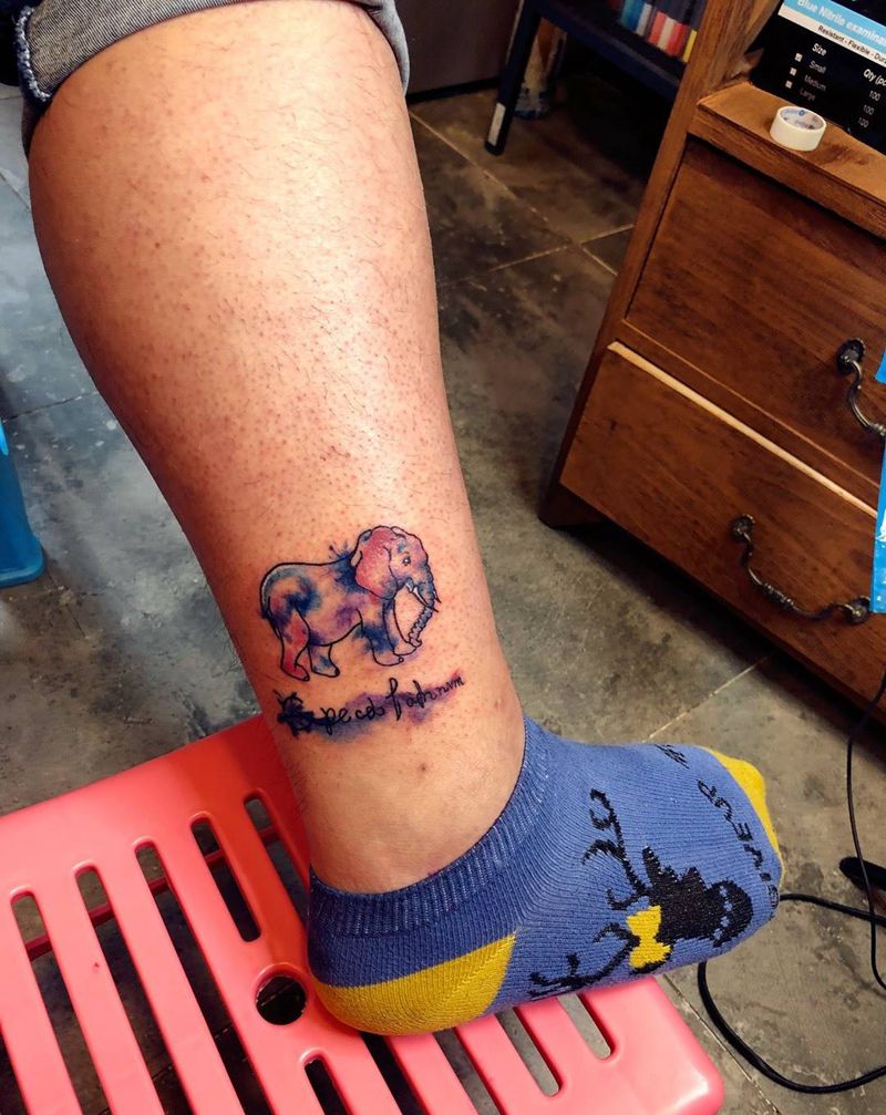 小象纹身图片_手稿清新字符动物水墨纹身图案