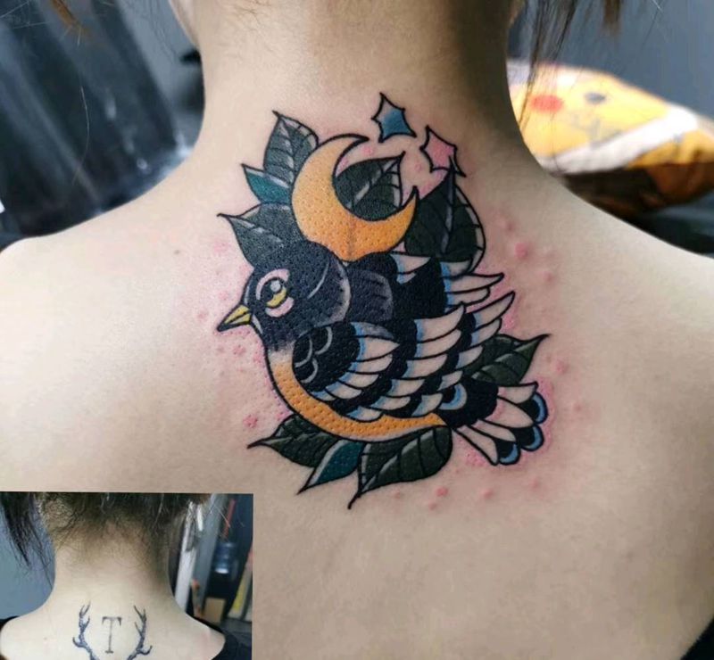 遮盖燕子纹身图片_Old SchoolNew School纹身图案