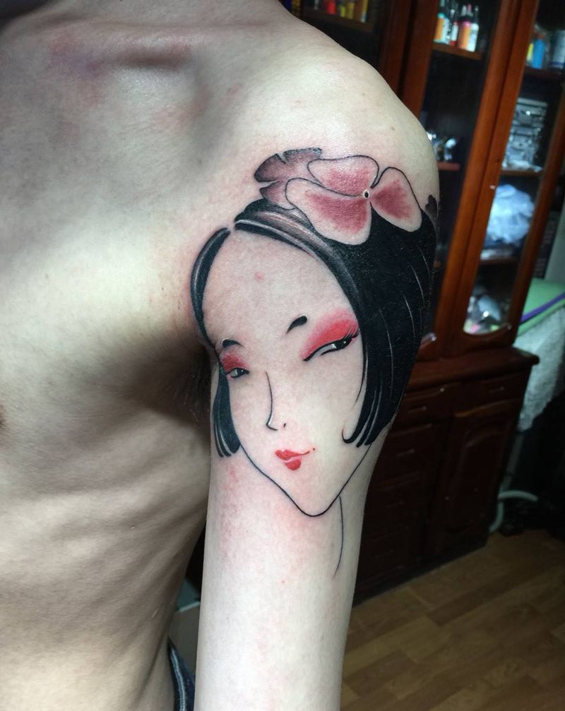 简易的艺妓遮盖旧图六芒星