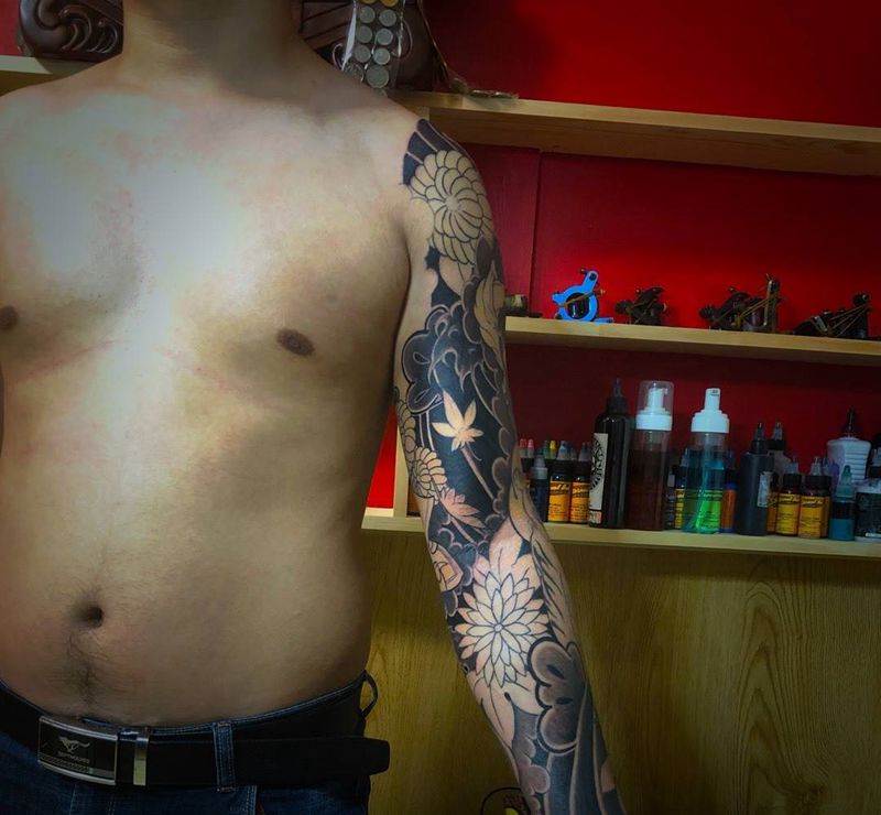 武松打虎黑灰部分。纹身图片