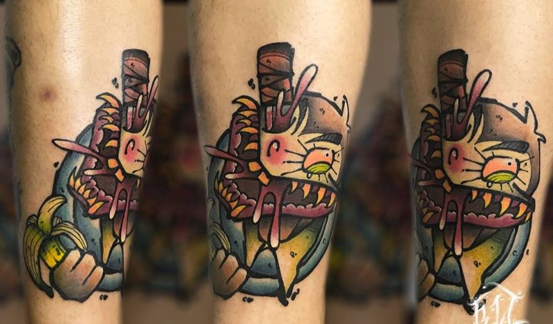 猴子纹身图片_腿部New SchoolOld School纹身图案