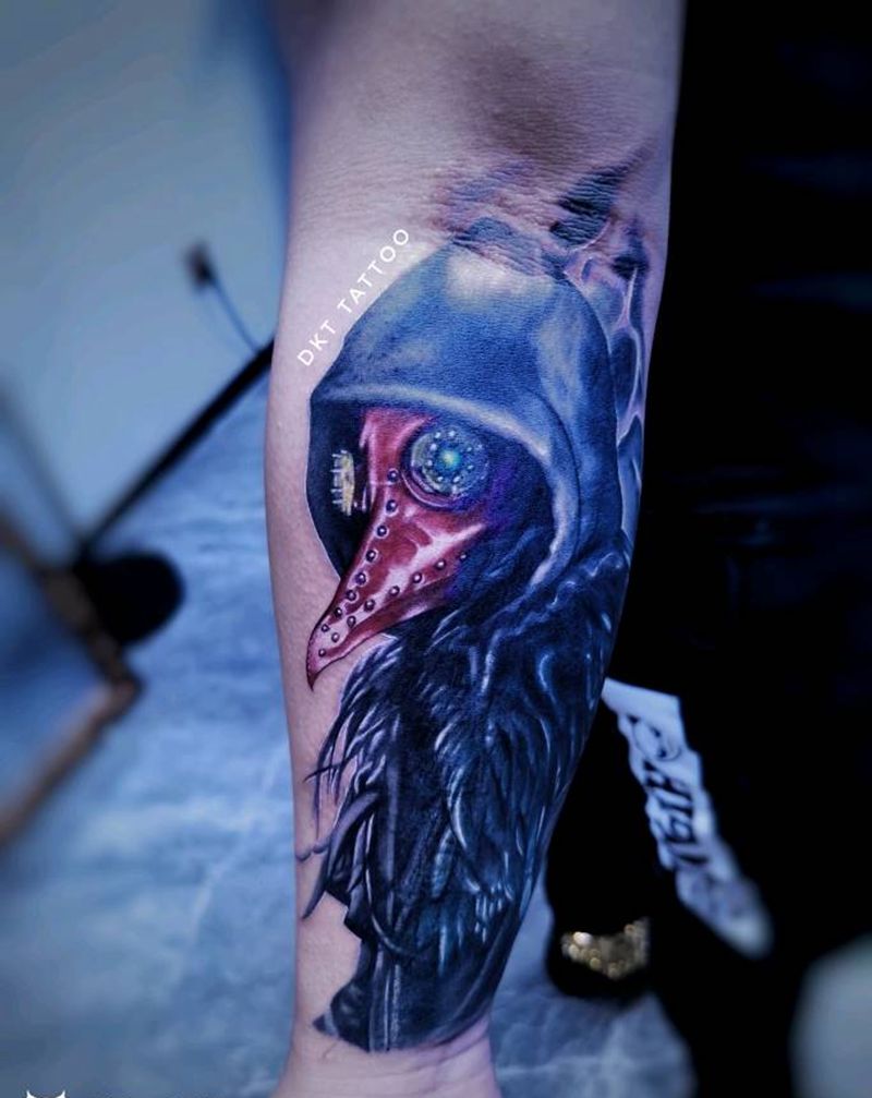 鸟嘴医生遮盖作品纹身图片_欧美写实遮盖纹身图案