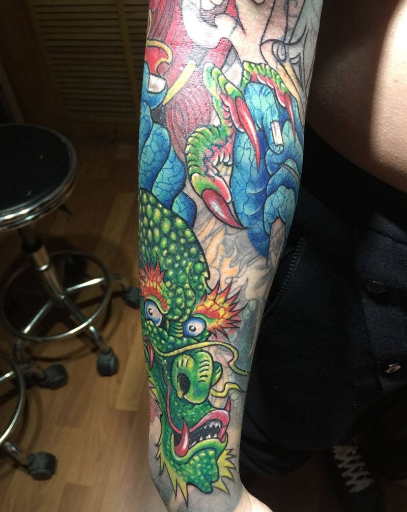 遮盖未完成待续  遮盖前后对比纹身图片_手臂遮盖传统纹身图案