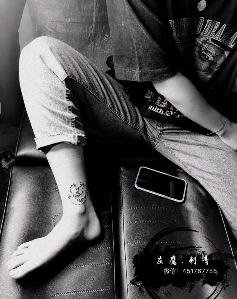 地图纹身图片_小清新纹身图案