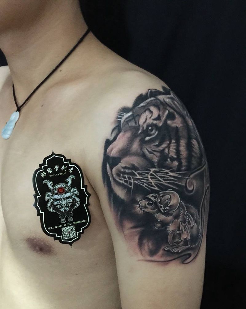 父母生肖F代表一家人纹身图片_成品欧美写实动物原创纹身图案