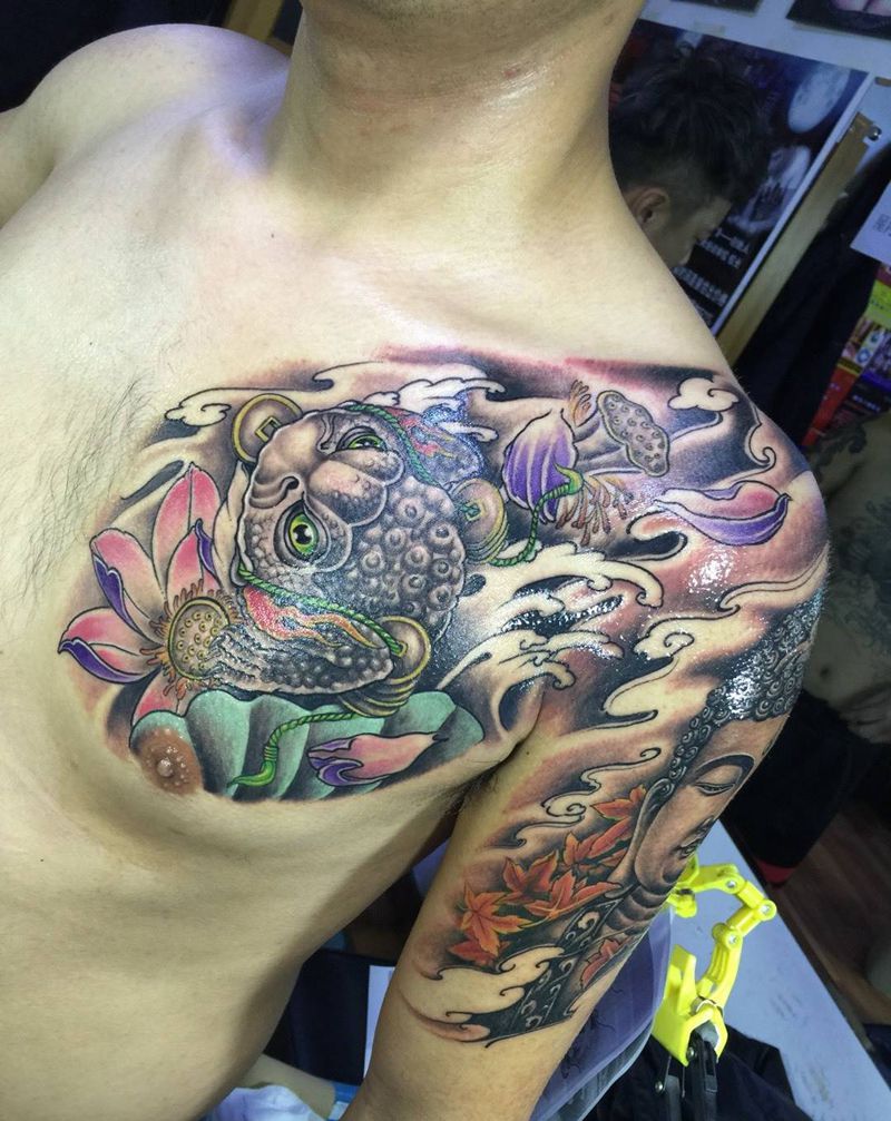 禅佛纹身图片_成品胸部手臂传统原创纹身图案