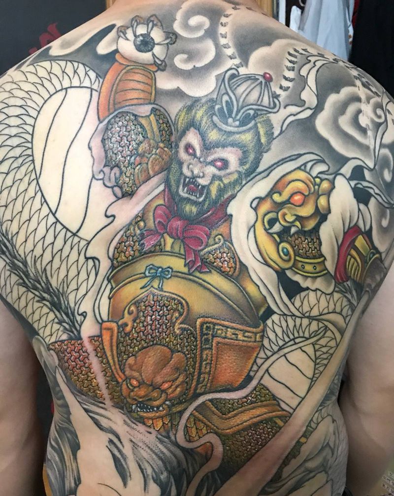 未完成待续纹身图片_背部传统人物原创纹身图案