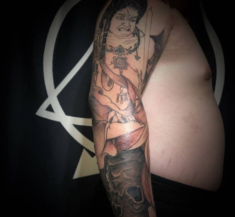 不动尊 黑灰部分纹身图片