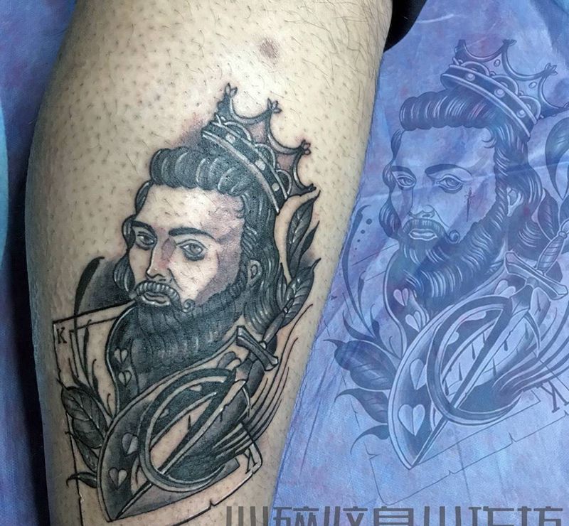 国王K纹身图片_手臂腿部欧美写实纹身图案