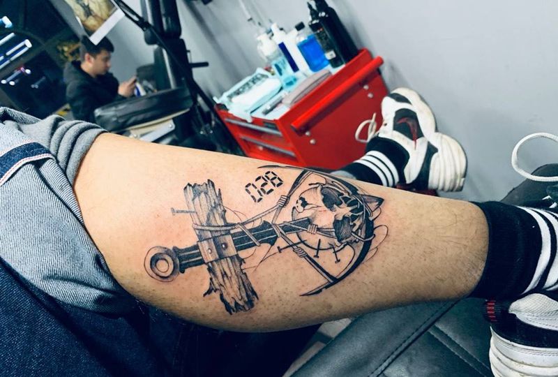 小腿外侧小图纹身图片