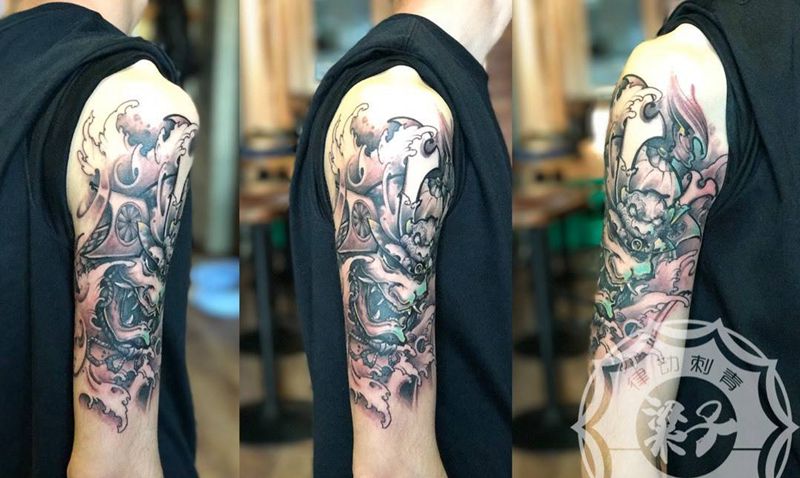 武士纹身图片_成品手臂传统人物鬼神原创宗教纹身图案