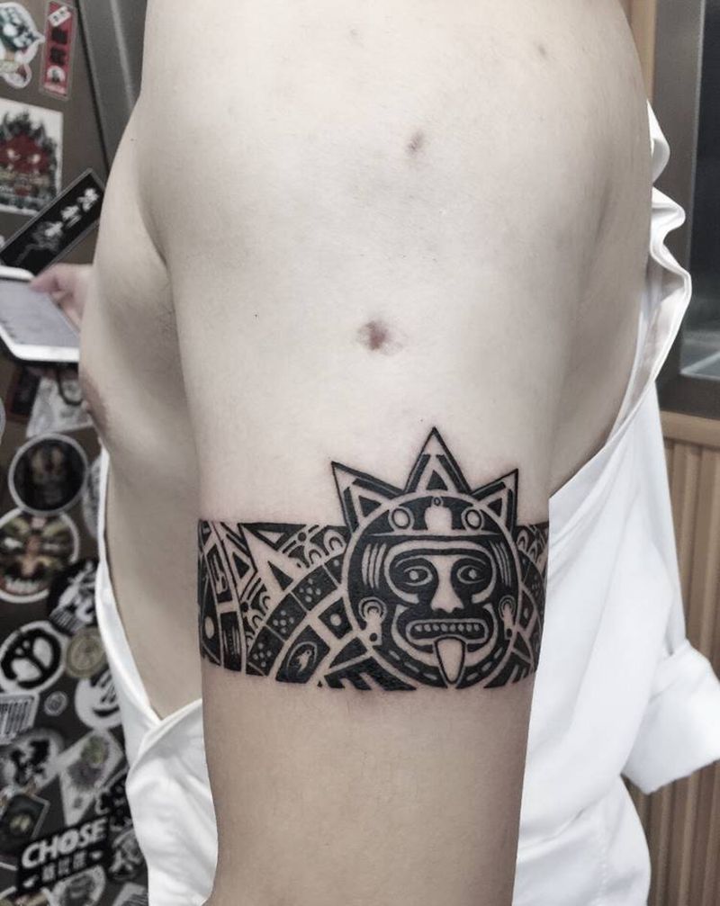 呃纹身图片_手臂图腾玛雅纹身图案