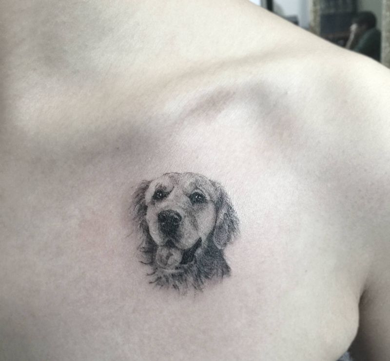 旺旺纹身图片_胸部点刺纹身图案