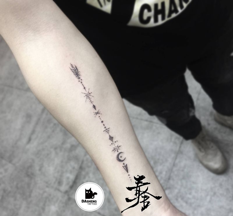 印第安纹身图片_手臂点刺印第安纹身图案