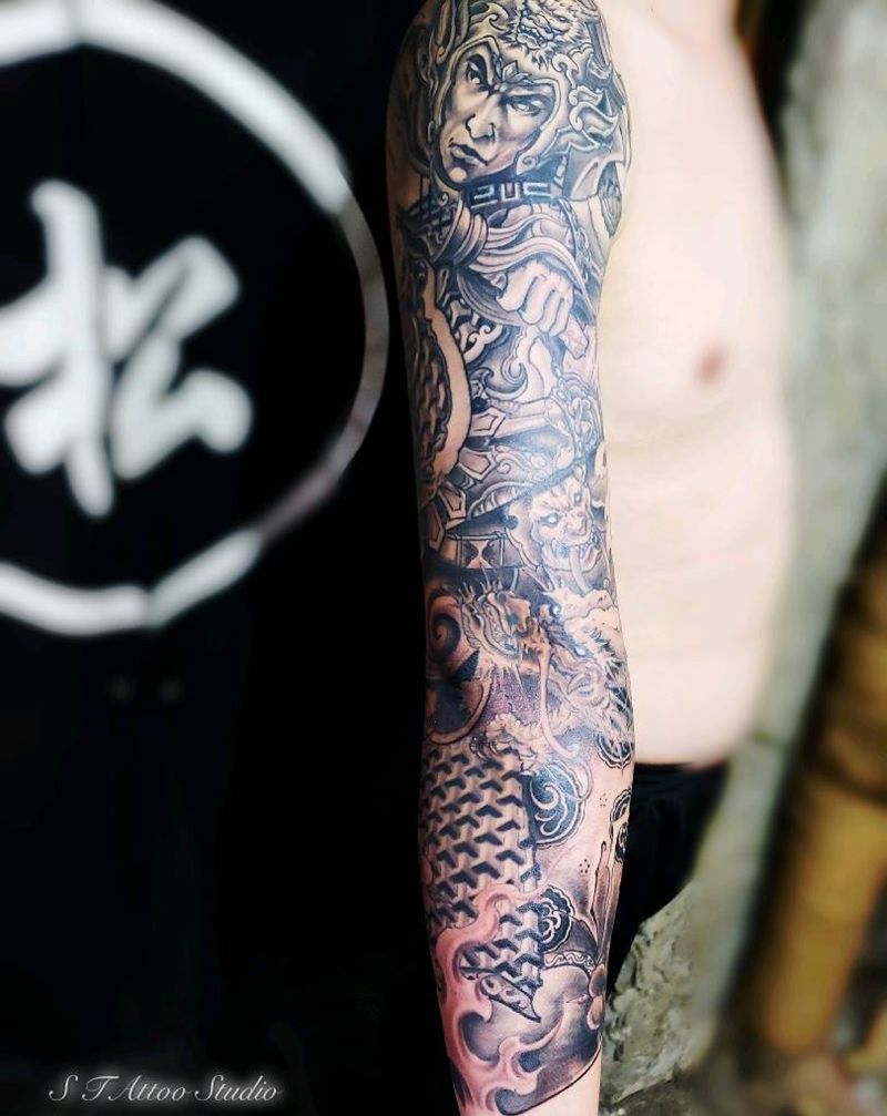 赵云纹身图片_手臂新传统纹身图案