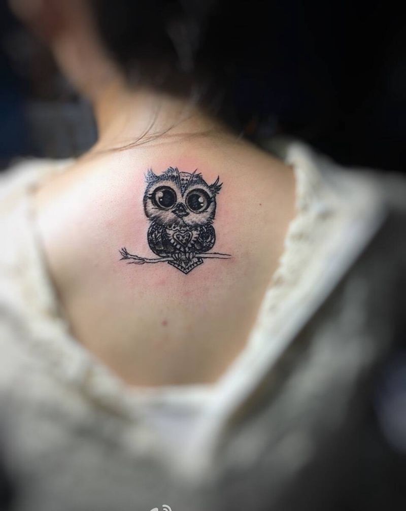 喵头鹰纹身图片