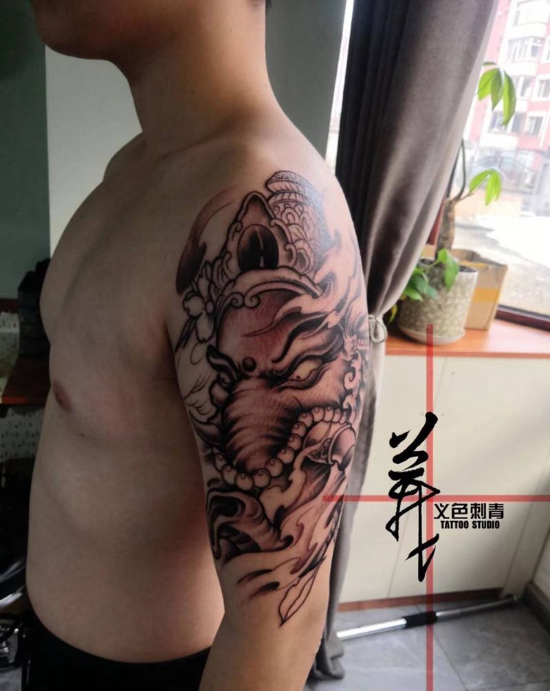 象神！半成品纹身图片