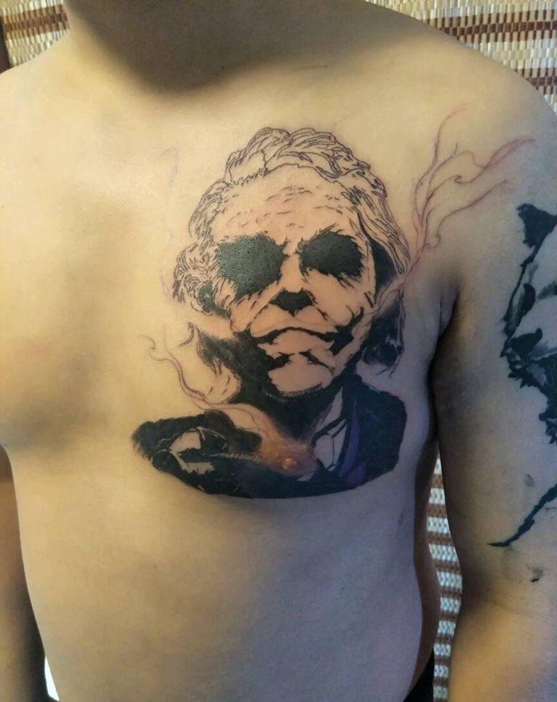 小丑纹身图片_胸部纹身图案