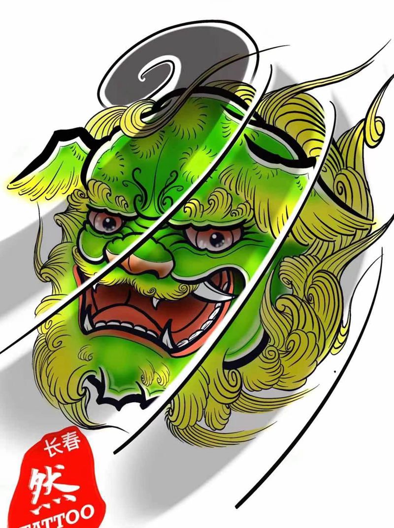 唐狮子纹身图片_老传统新传统纹身图案